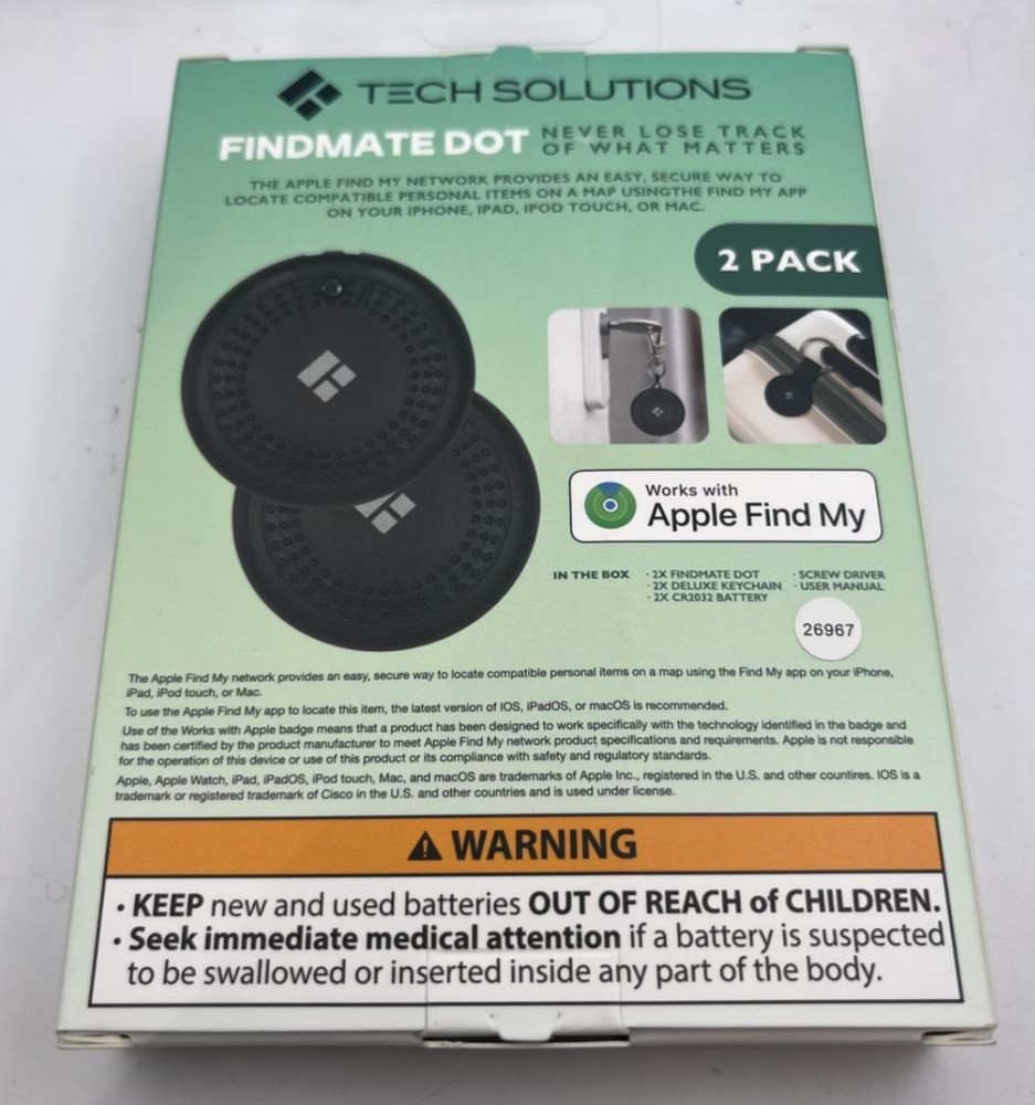 Tech Solutions Smart Tracker Tag with Audible Alarm – Bluetooth Smart Tag