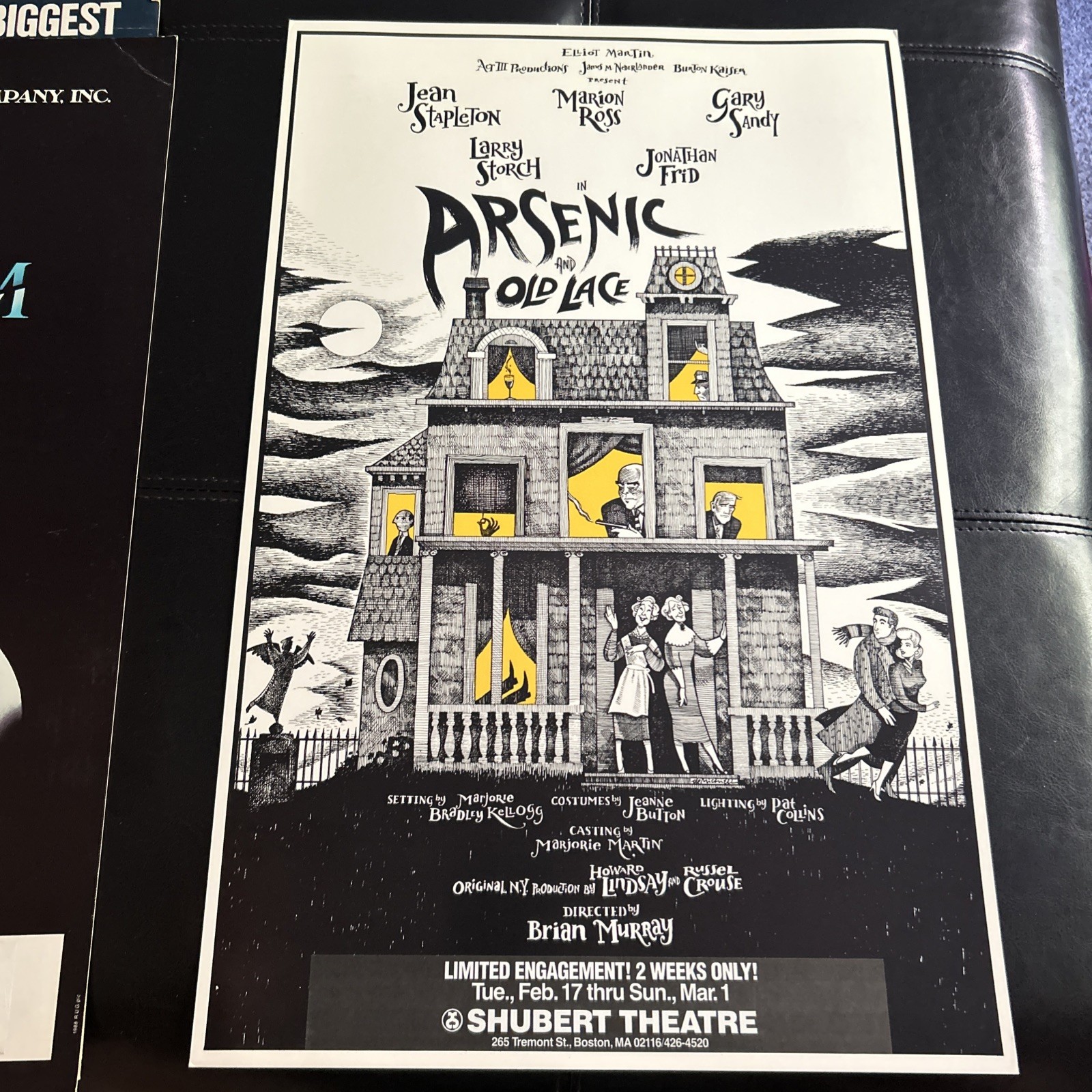 Theatre Window Card Poster Arsenic And Old Lace Shubert Theatre Boston