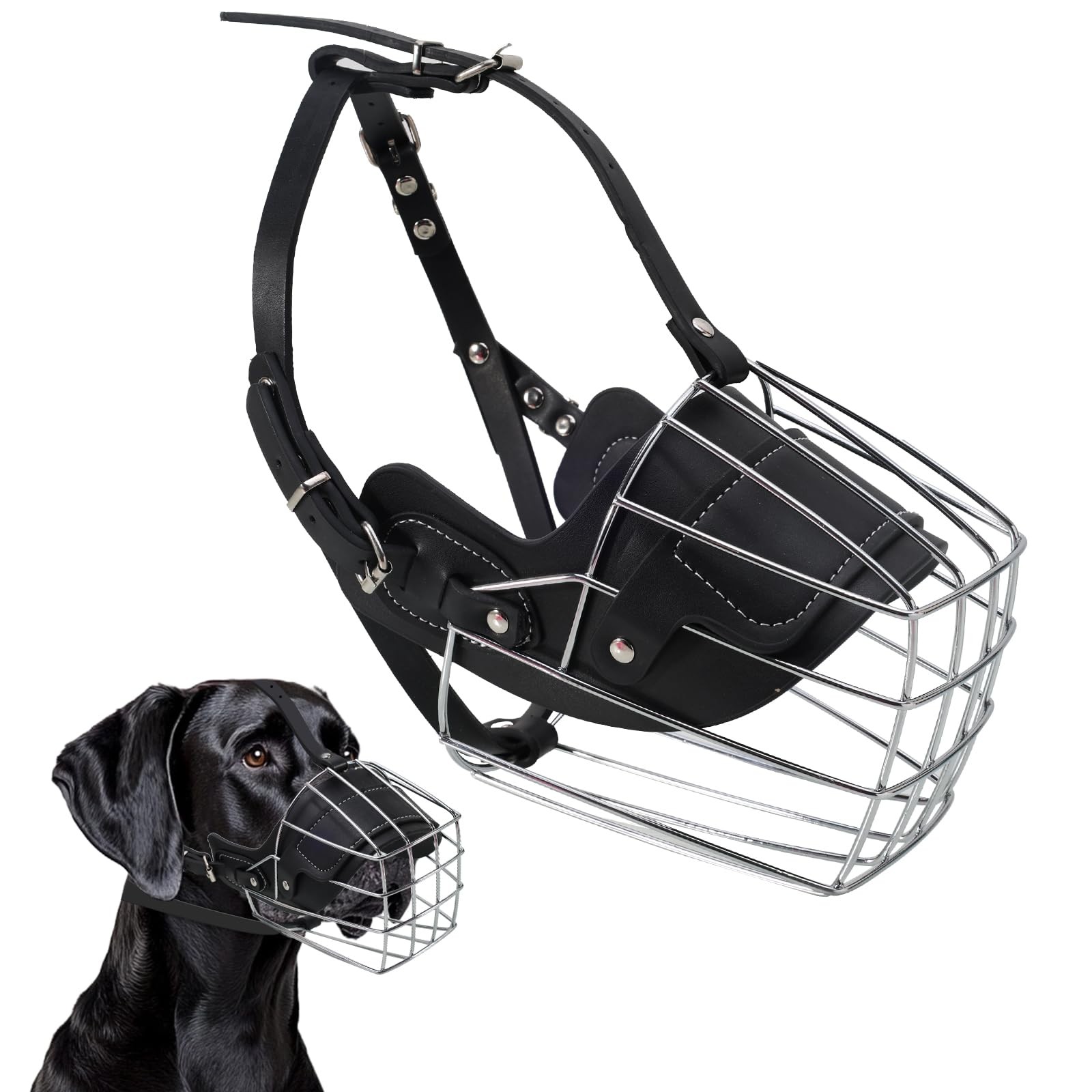 Extra Large Dog Muzzle For Great Dane Metal Basket Prevent Biting Breathable