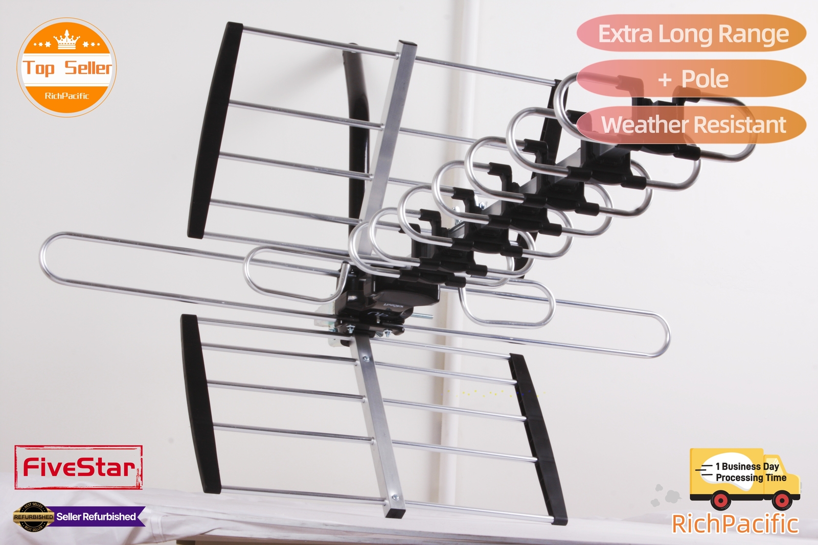 Newly upgraded VHF UHF 4K HDTV Antenna Outdoor 300 Miles Mounting Kit Included