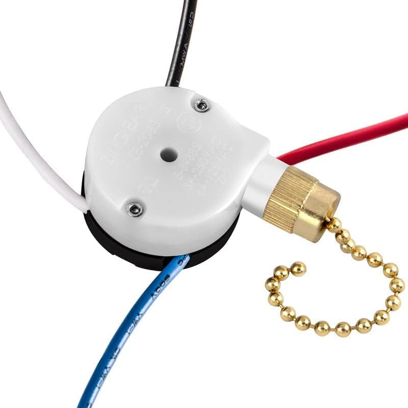 With 4 Pre-Installed Wires Ceiling Fan Switch, 3 Speed Fan Switch Compatible wit