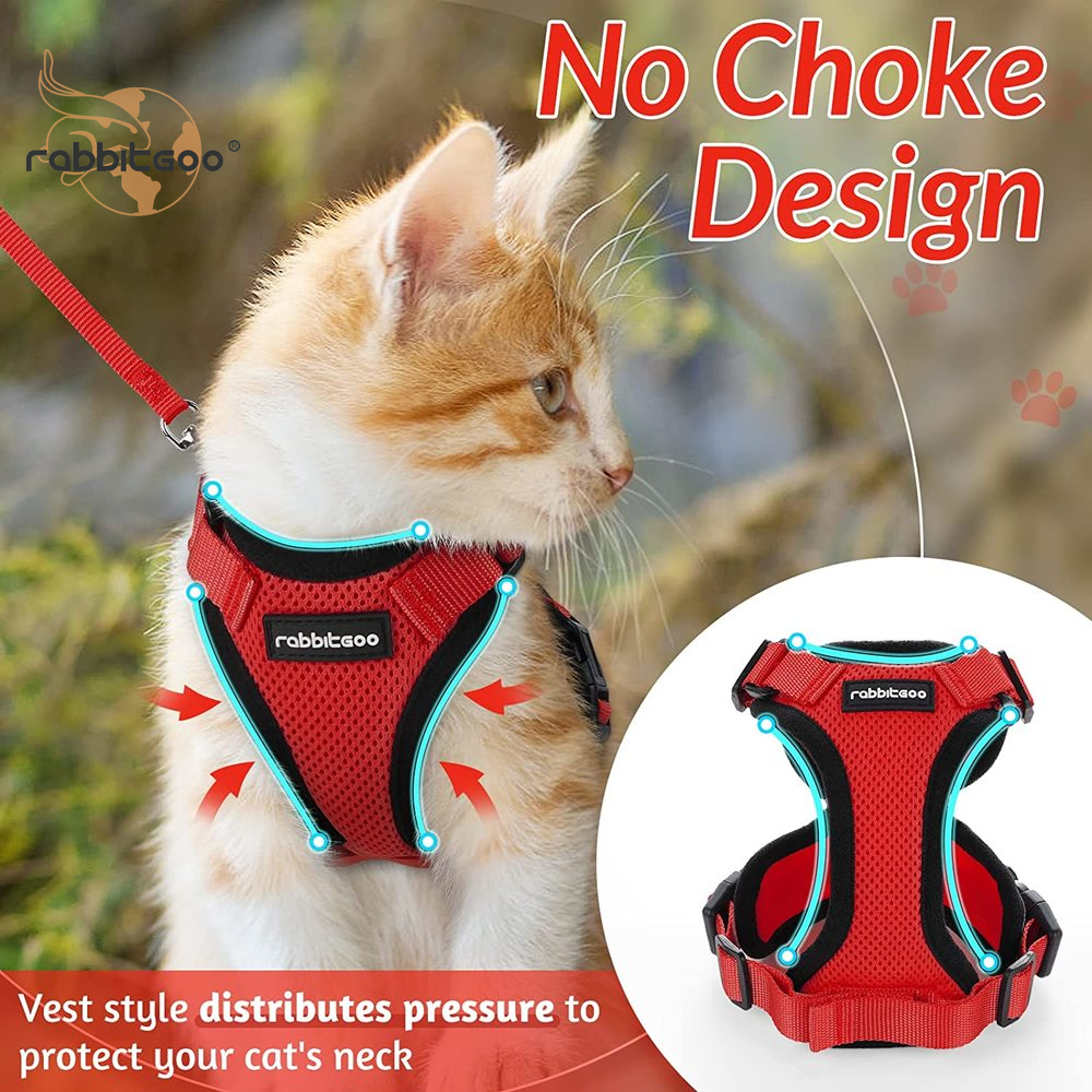 rabbitgoo Cat Harness and Leash Escape Proof Walking Vest Adjustable Reflective