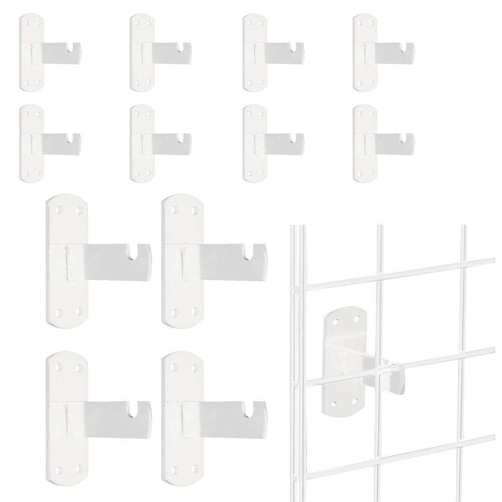 12 PCS Gridwall Mount Brackets For Grid Or Slatgrid Panels Display White