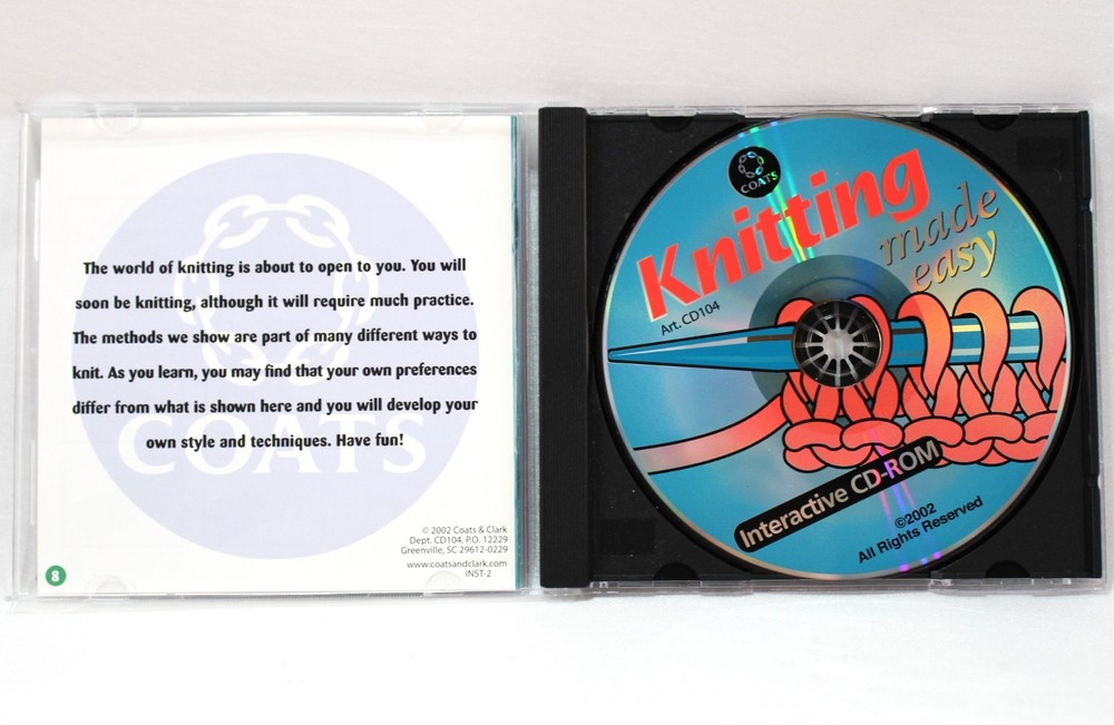 CD: Knitting Made Easy by Coats & Clark (Interactive CD-Rom, 2002)