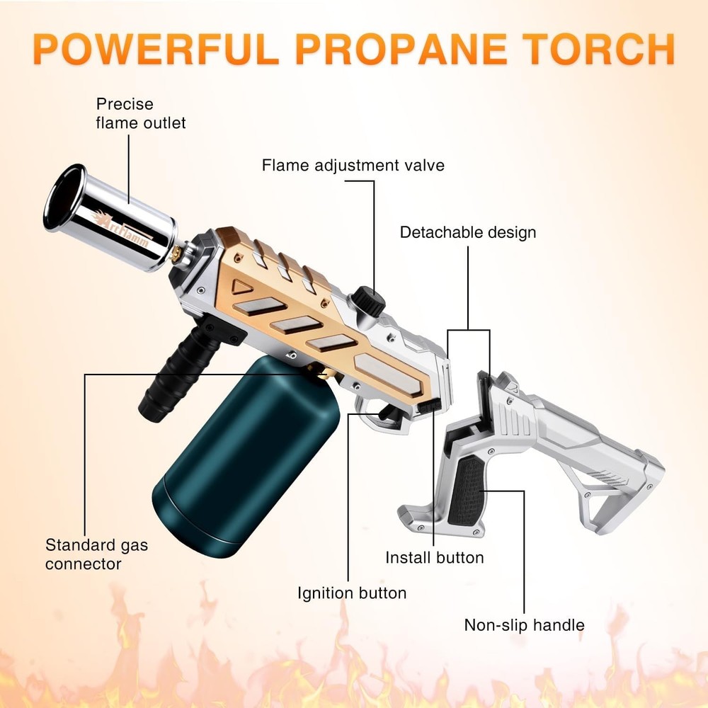 Adjustable Propane Torch for Searing, BBQ & Welding - Portable & Durable Design