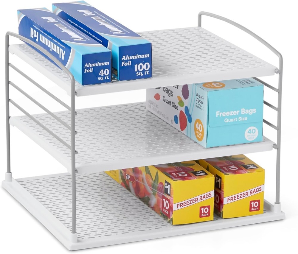 UpSpace Cabinet Box Organizer Adjustable Kitchen & Pantry Shelf Plastic Wrap &