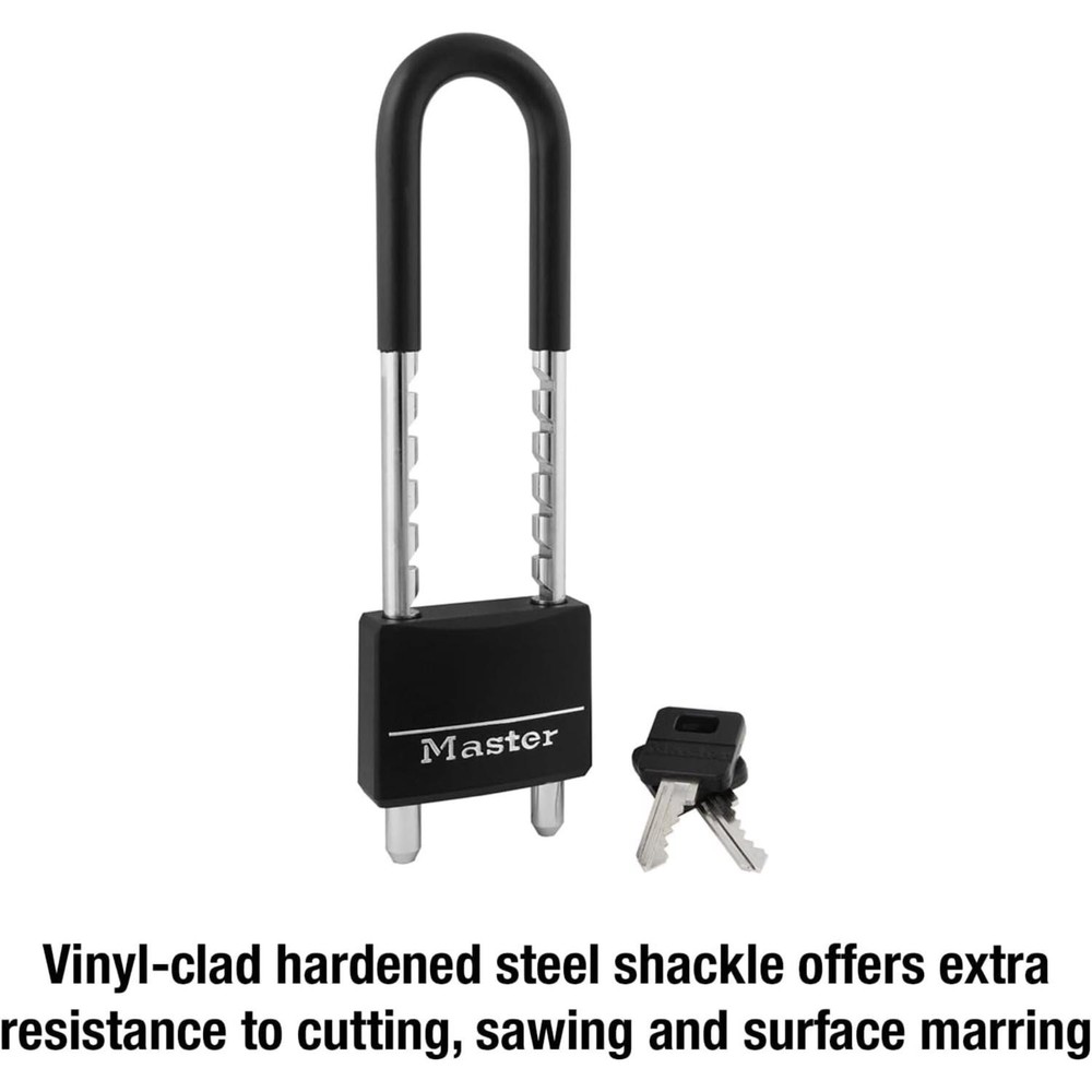 Master Lock 527D Black Vinyl Cover Solid Brass Padlock 2 in.