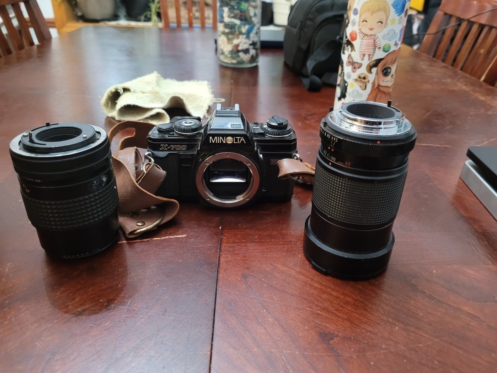 Minolta x-700 film Camera Custom Bundle With 2 Lenses And Leather Strap