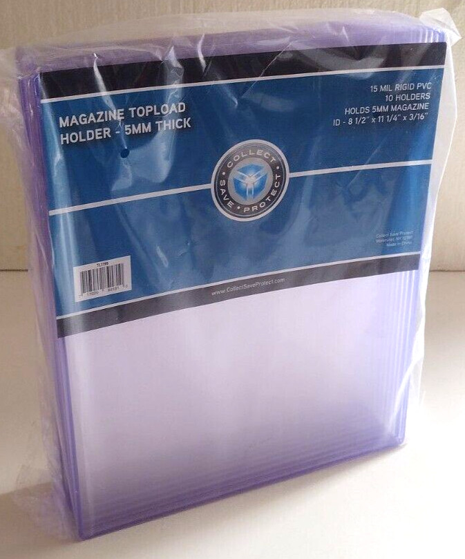 (10) CSP 5mm Rigid Magazine Top Load Protector NIP High Impact ID:8 1/2 x 11 1/4