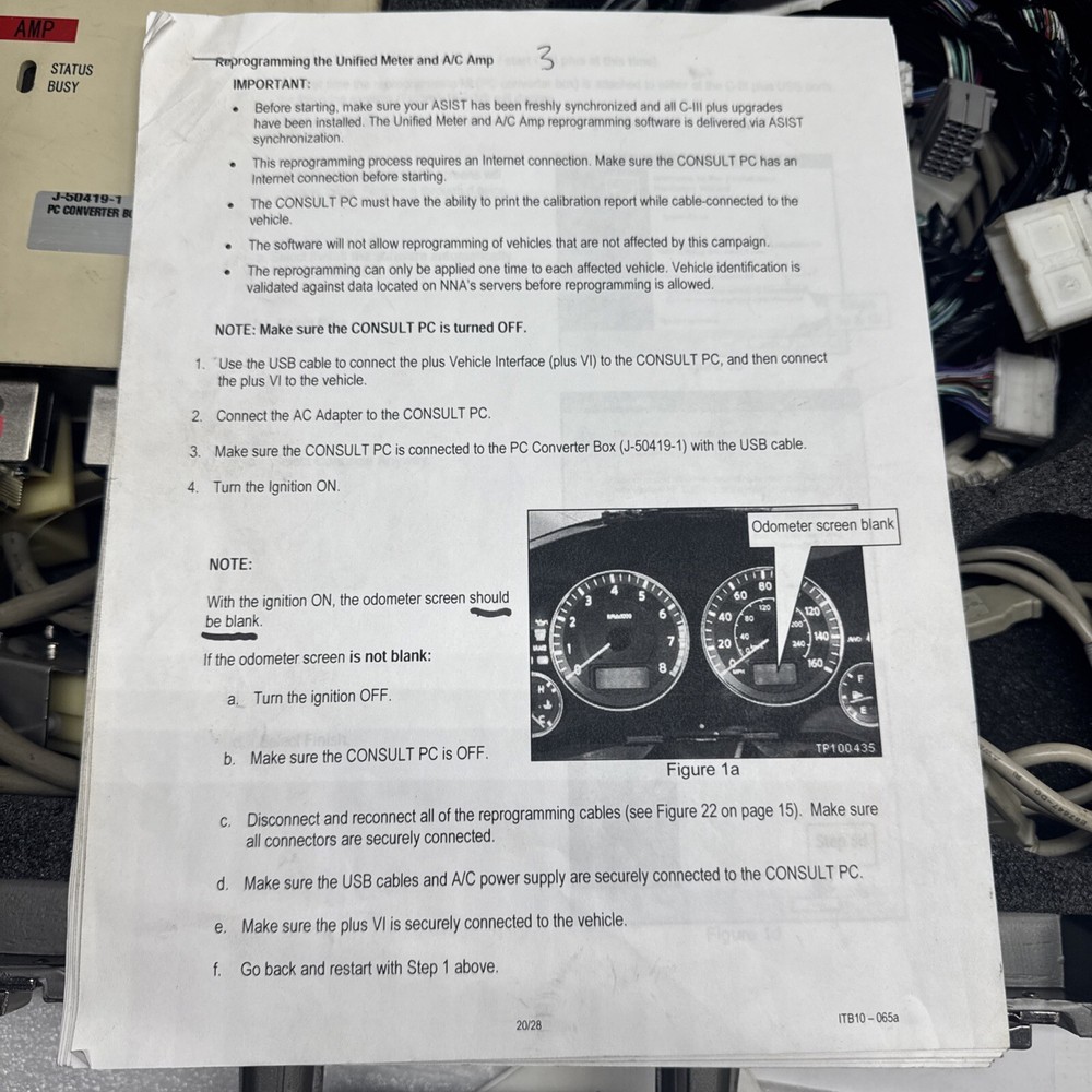 Kent Moore J-50419 Meter Reprogramming Kit For Recalibrating Odometer And Speedo