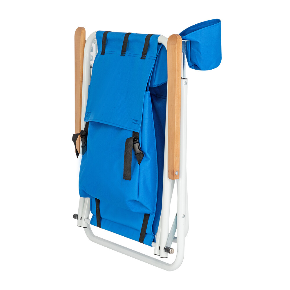 Folding Backpack Beach Chair Portable Camp Seat w/Adjustable Position Cup Holder