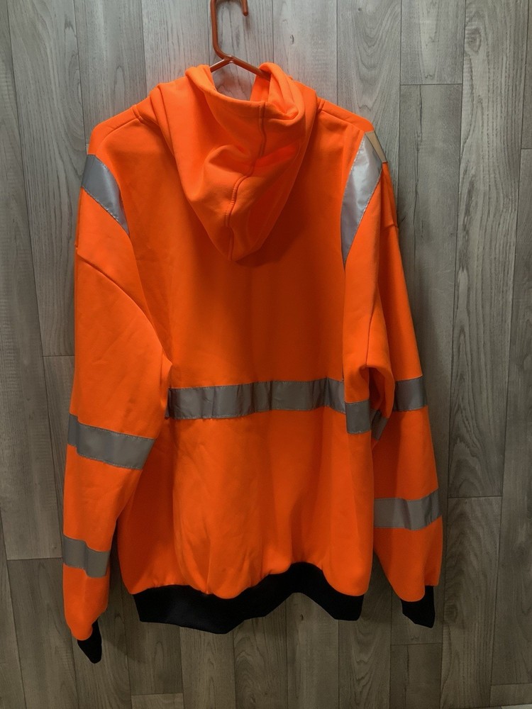 Blaze Orange Reflective Winter Construction Labor Work Jacket Mens 3XL