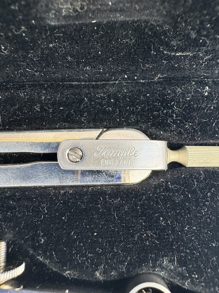 British Temple Precision Drawing Set Tool Compass Kit Box