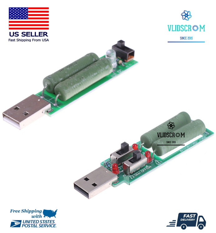 USB Mini Resistor DC Electronic Load Tester Switch 5V 1A 2A Battery 5W 10W