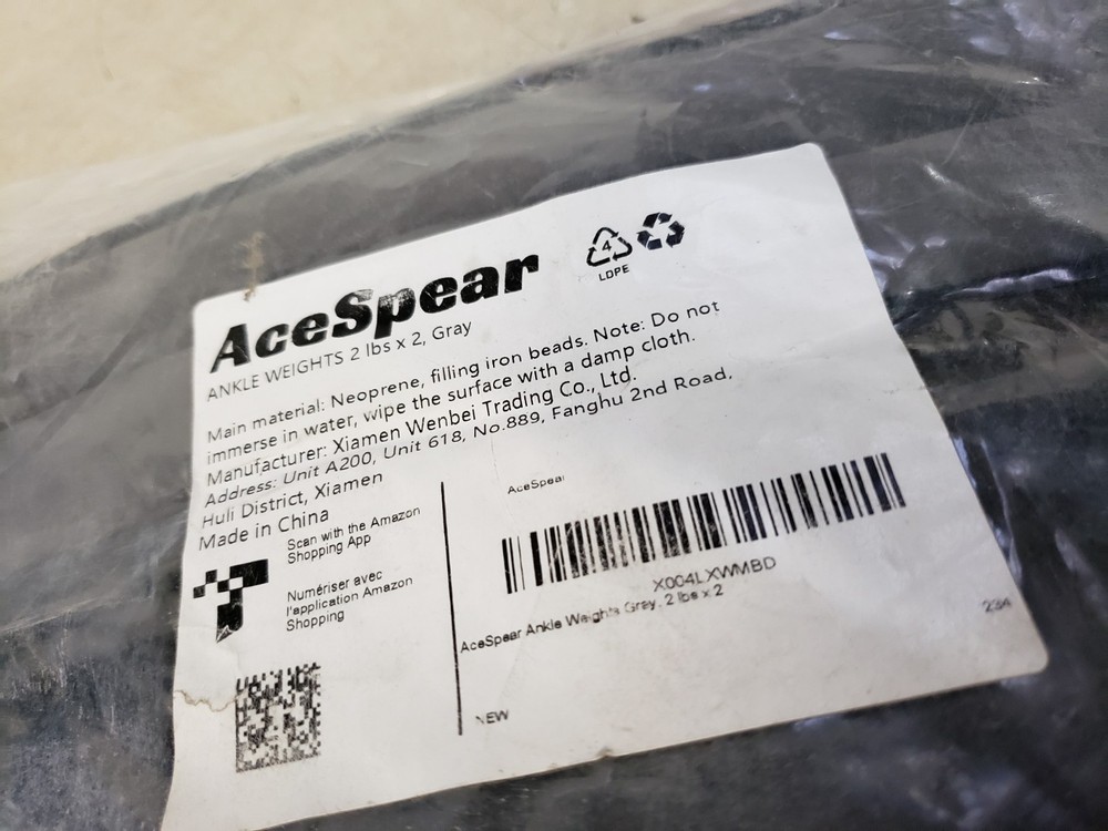 AceSpear Ankle Weights Sets 2 Lbs Pair - Gray