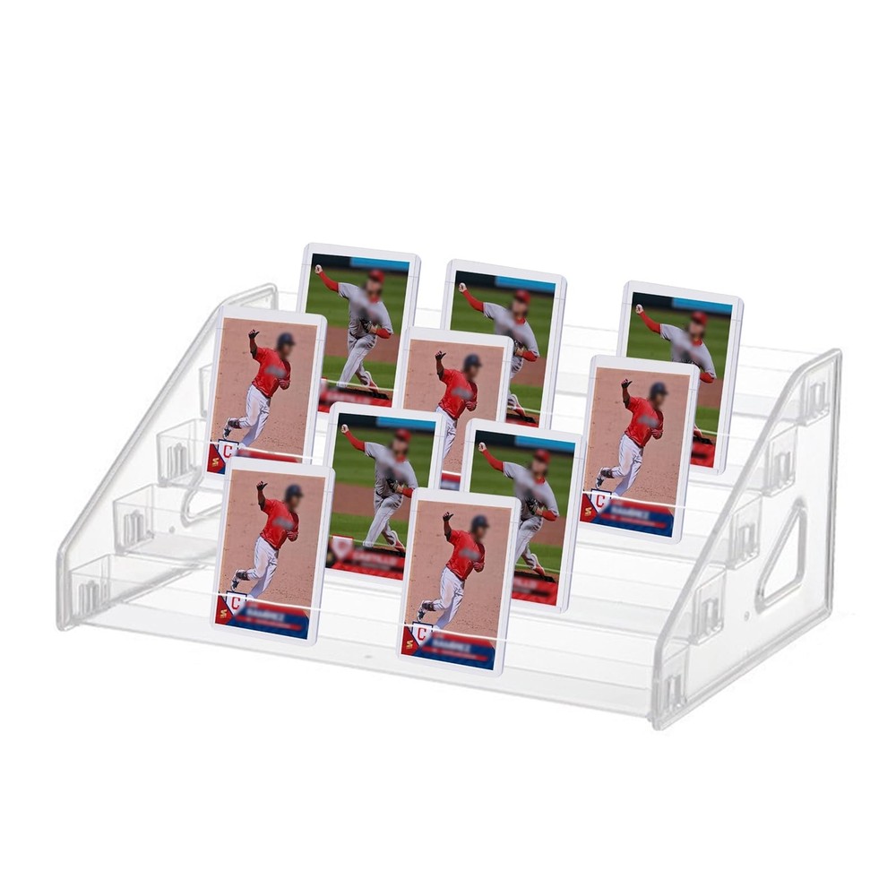 5-Tiered Trading Card Display Holder, Clear Plastic 5 Tier, Transparent