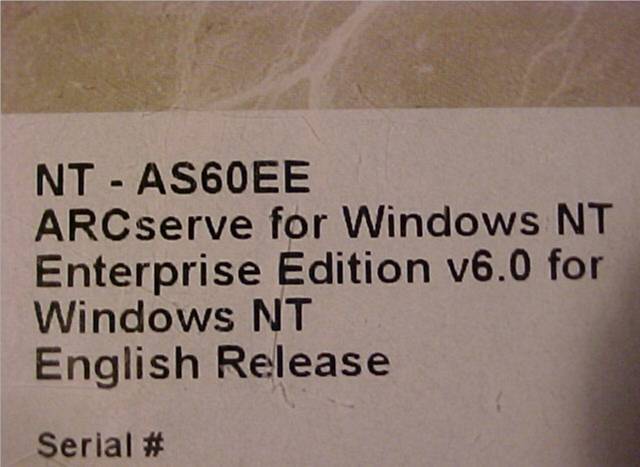 Cheyenne ARCserve 6.0 for Windows NT Enterprise Edition with Serial Number Code