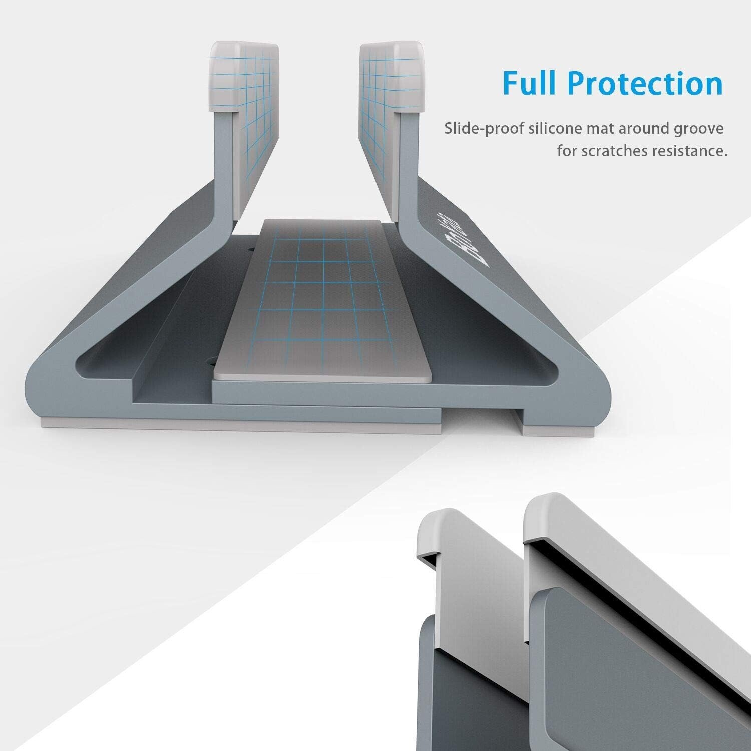 Vertical Aluminum Laptop Holder Desktop Stand with Adjustable Dock, 3 COLOR