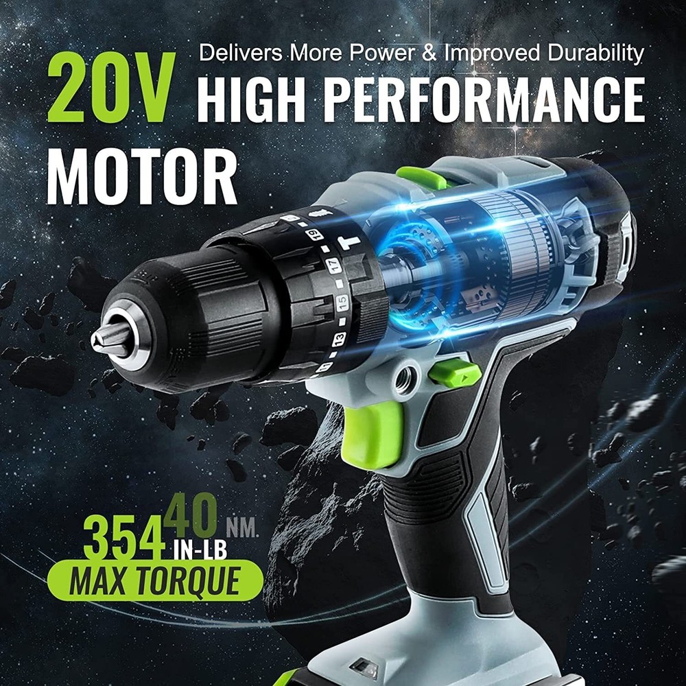 WORKPRO 20V Max Cordless Drill Driver Set Impact Wrench Drill Tool W/Accessories