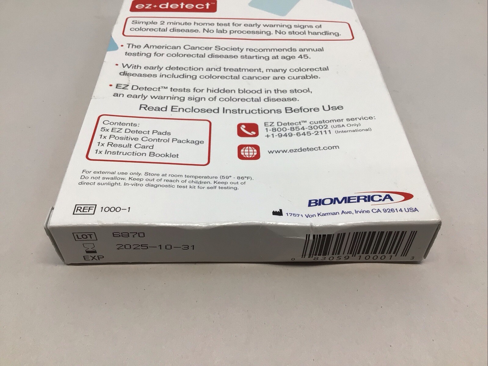 EZ Detect Colon Disease Self Test Kit For Colorectal Disease 5 Test Pads