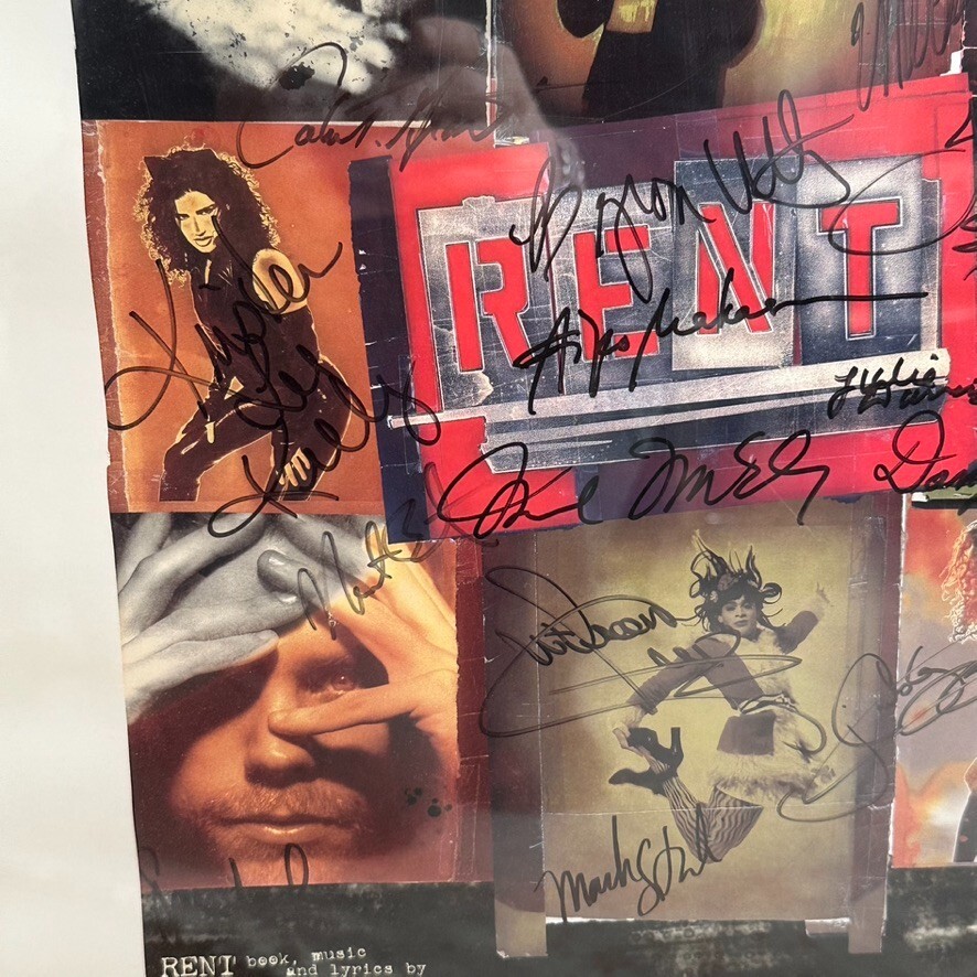 RENT Cast Signed Broadway Poster Window Card - Collectible