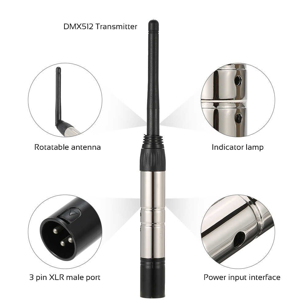Lixada 2.4G ISM DMX512 Wireless XLR Transmitter Receiver for Stage Lighting R8F3