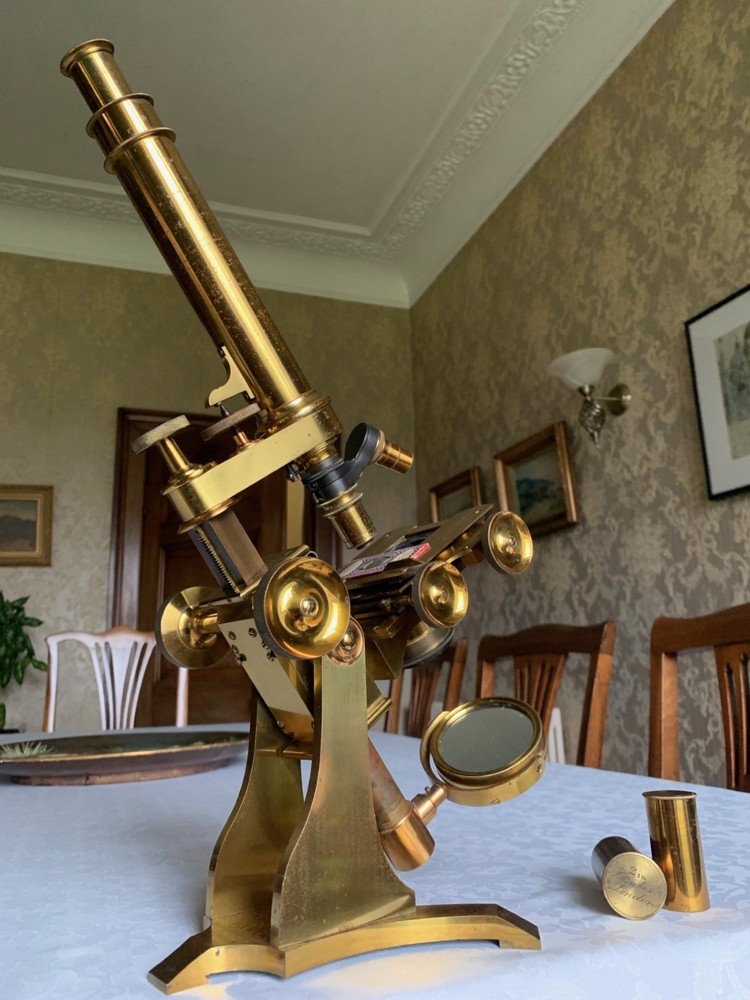 Large Antique C. Baker No. 2 - Compound Bar-limb Brass Microscope - circa 1860