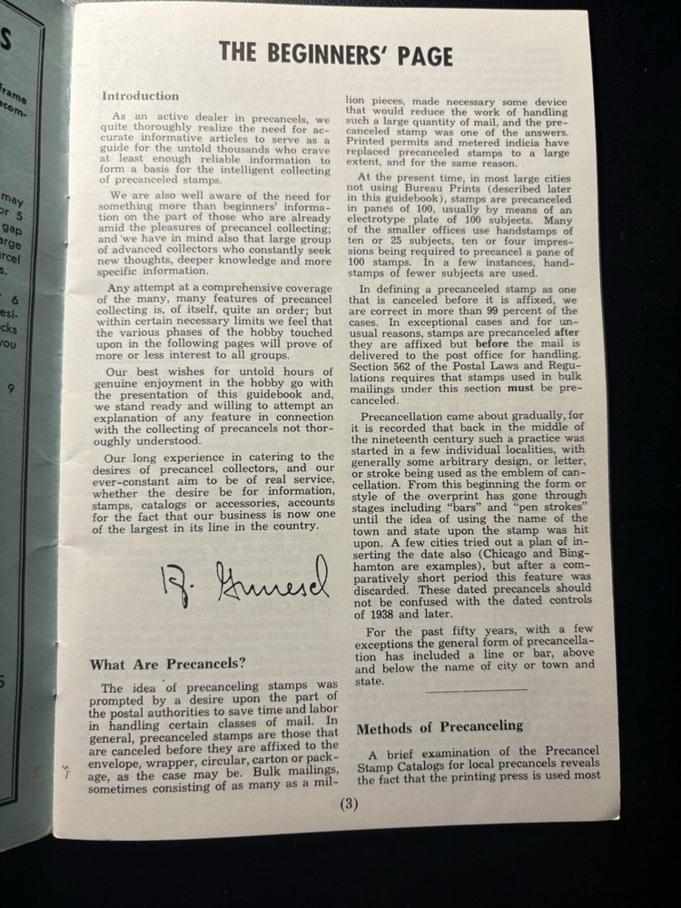 32nd Anniversary U.S Precancels Guide & Pricelist (1925 - 1957) Gunesch Chicago