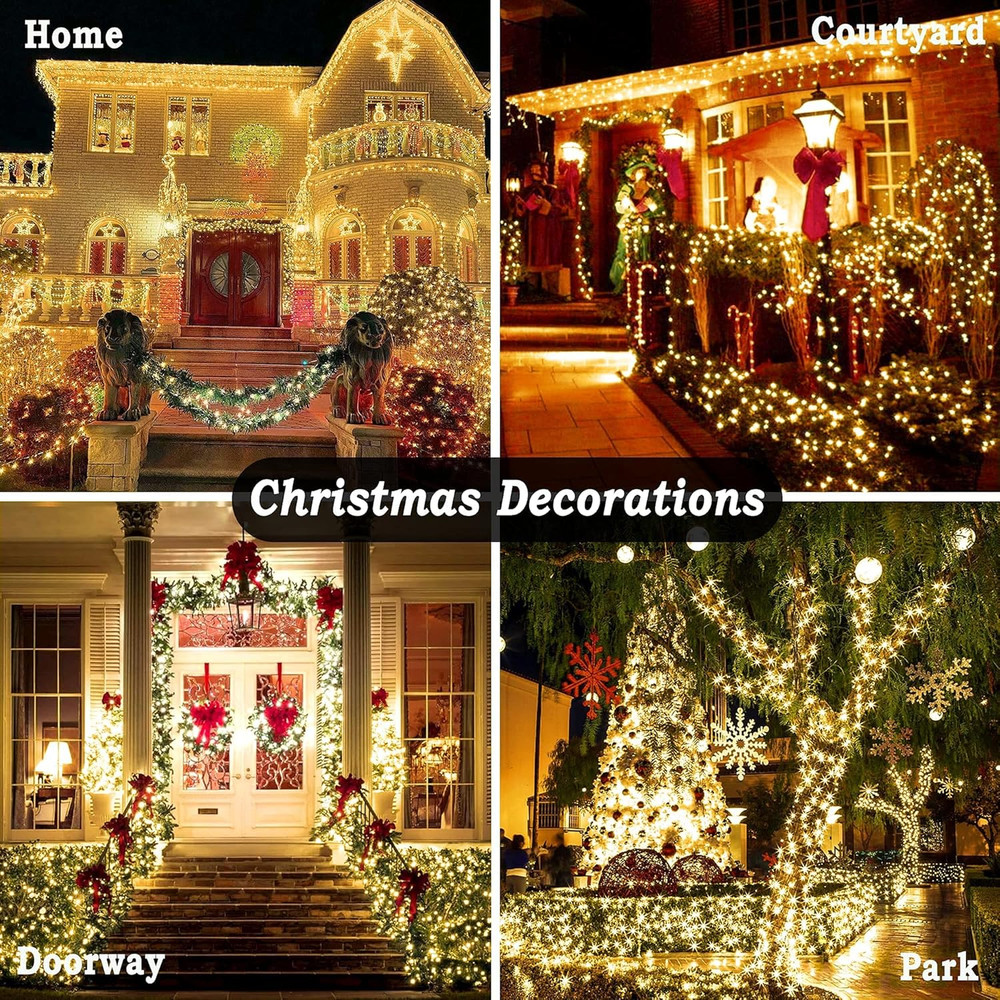 403Ft 1000 LED Christmas String Lights Outdoor 8 Modes & Timer Fairy Light Plug