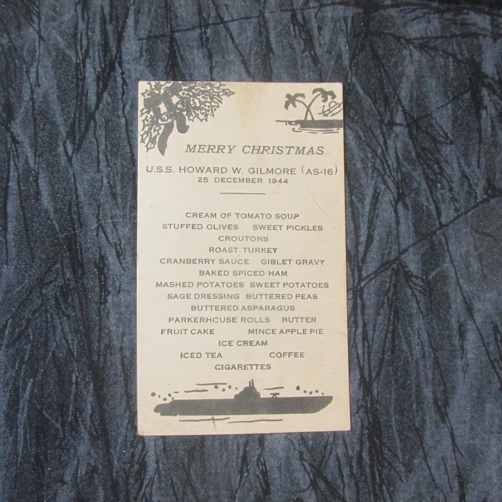 1944 USS Howard W. Gilmore Christmas Menu, 25 December 1944
