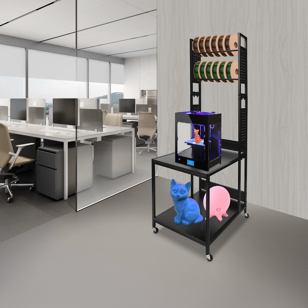 3D Printer Stand with Double Layer Filament Storage Rack Heavy Duty Mobile Table