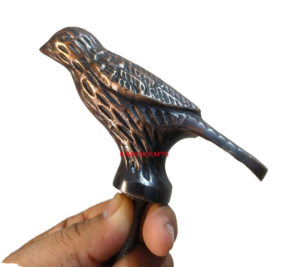 Collectable Handmade Solid Antique Brass Bird Designer walking stick Handle