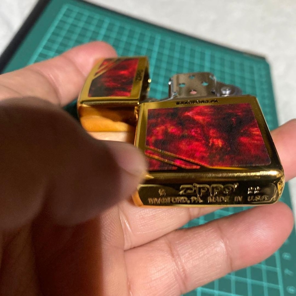 Zippo diagonal line double-sided pattern wood look