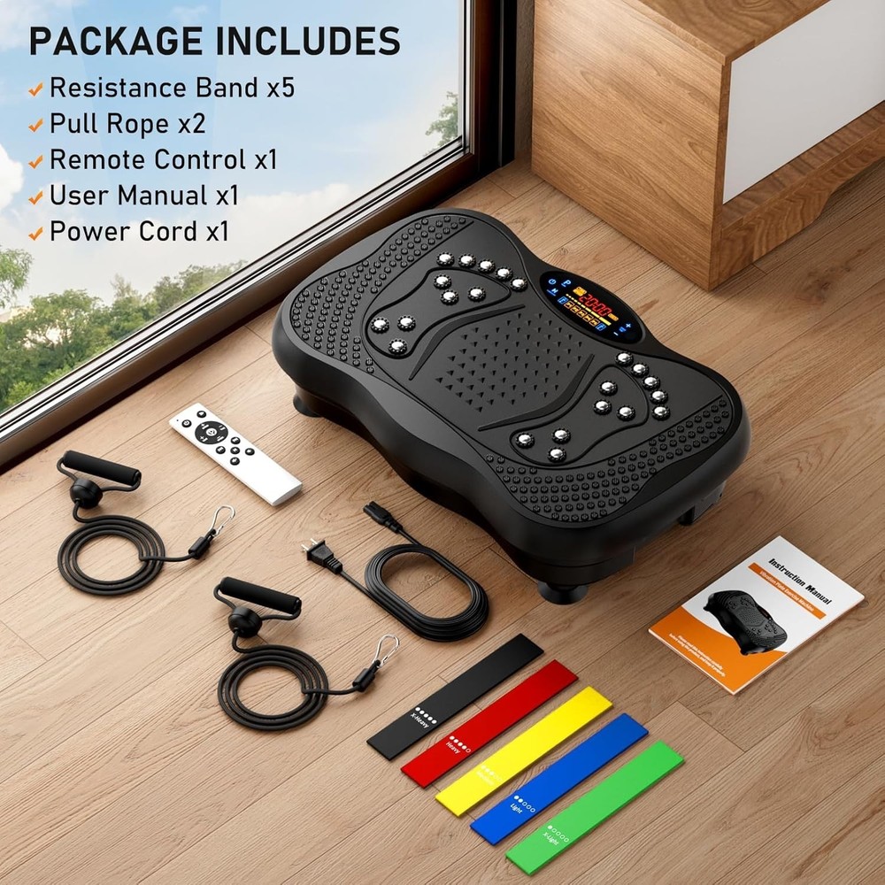 Vibration Workout Plate - Remote Control, LED Display & Soothing Foot Massage