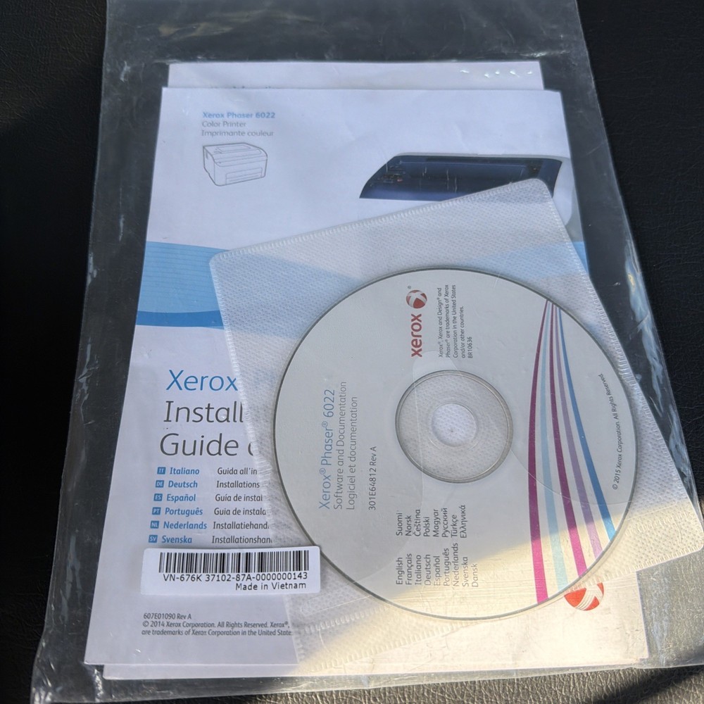 Xerox Phaser 6022 CD Setup Installation CD ROM Software and Doc.  Driver Disk