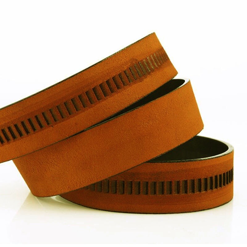 Brown Leather 120cm 47" Long Automatic Buckle Belt Blank Replace Strap Strip