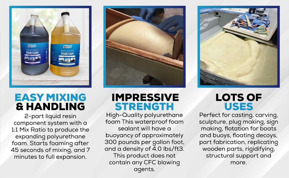 Liquid 4Lb Density Expanding 2 Part Closed Cell Polyurethane Pour Foam: 1/2 Gal.