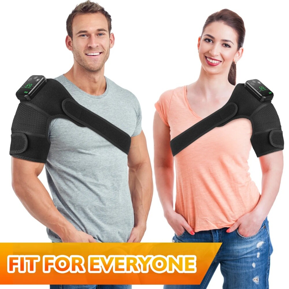 Rechargeable Heated Shoulder Brace Massage Rotator Cuff Support Compression Wrap