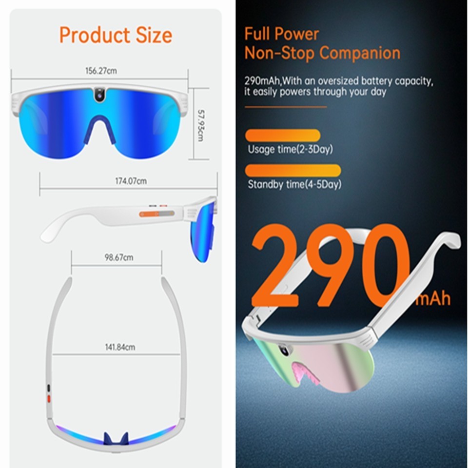 HD Video AI smart glasses with camera and bluetooth and video controller