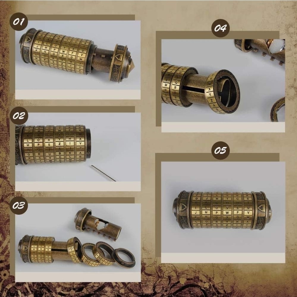 Cryptex Da Vinci Code Mini Cryptex Lock Puzzle Boxes with Compartments Annive...