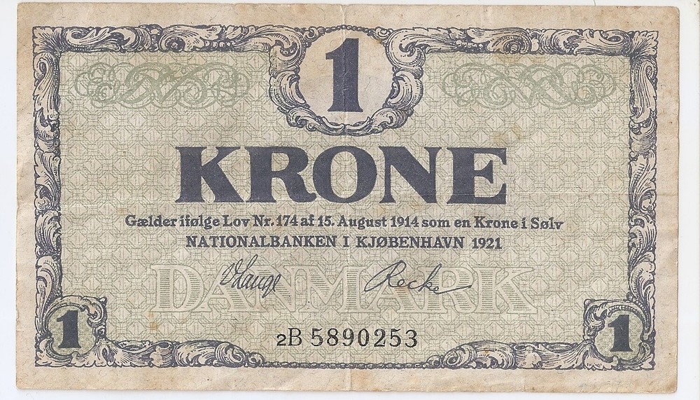 Denmark 1 krone 1921 High grade!!!