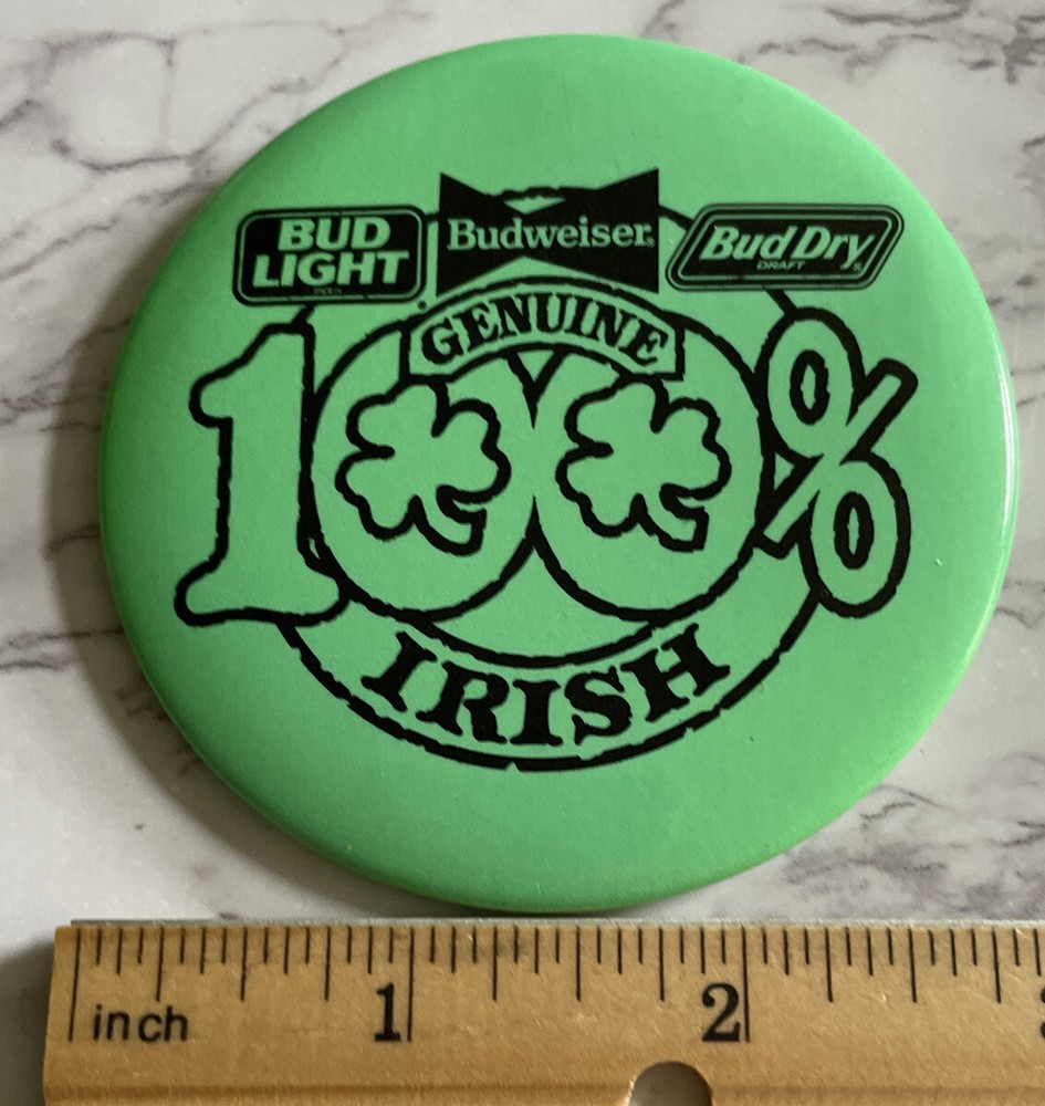 Budweiser Irish  Beer Pinback Button Pin BEE-18