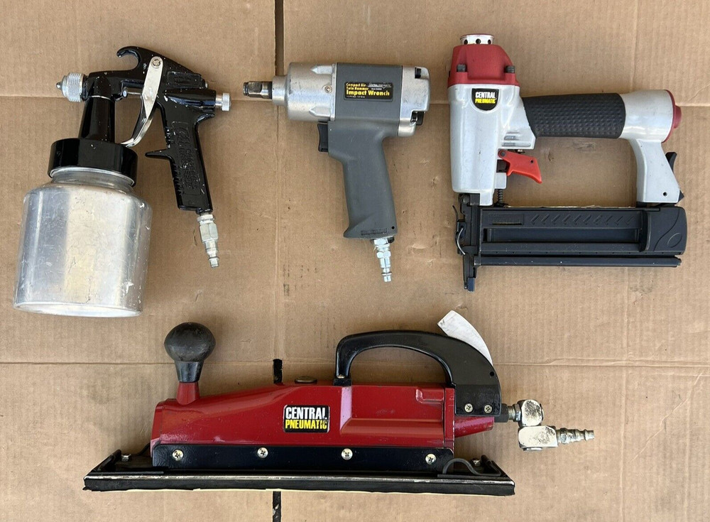 ✅ Pneumatic Air Compressor Tools Set Lot Inline Sander Impact Sprayer Nail Gun