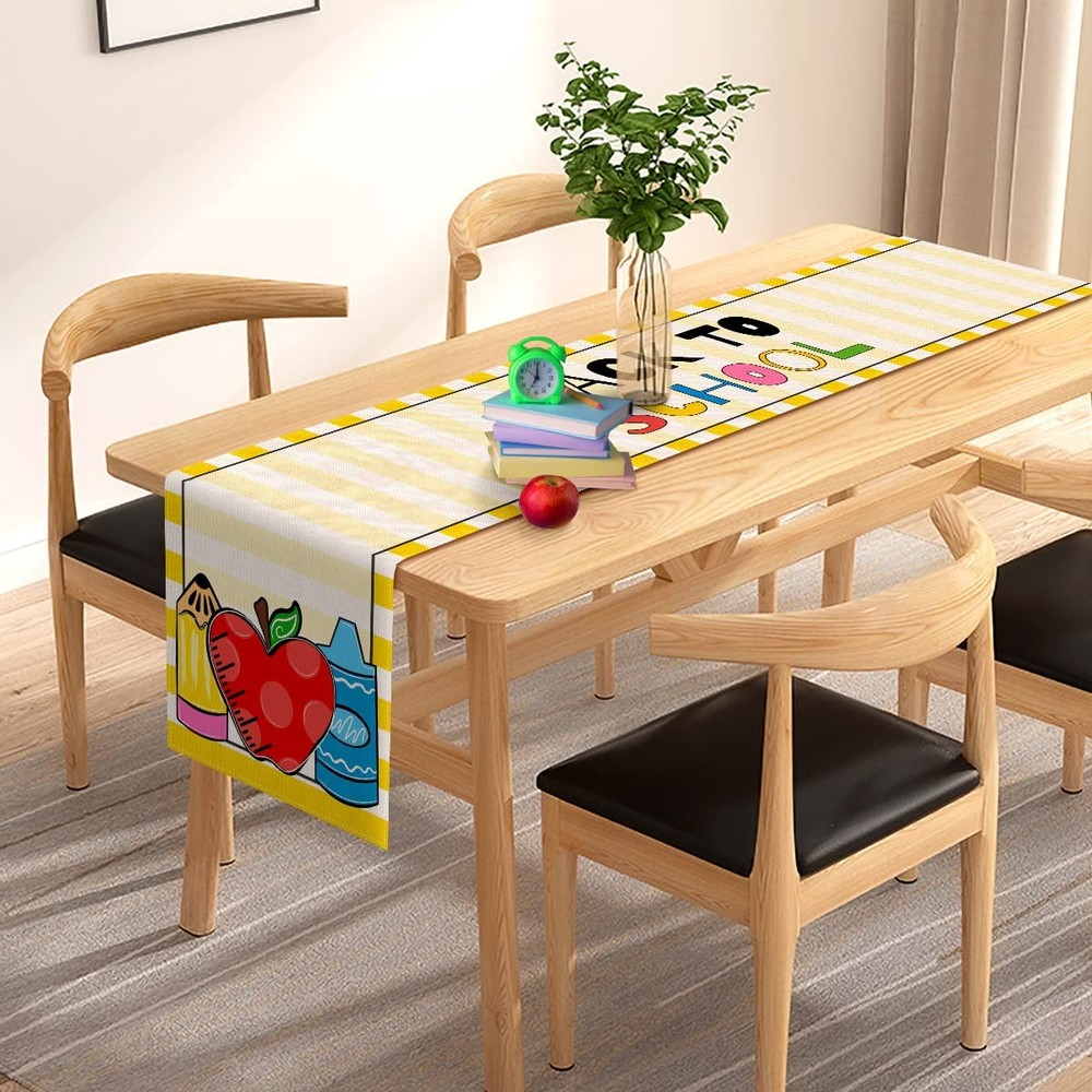 Back To Runner, Student Party Decor, Dining Table Decoration, 13x72,Multicolor