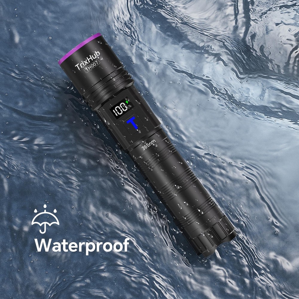 TrixHub 365nm Black Light Flashlight, UV Flashlight Rechargeable Small,