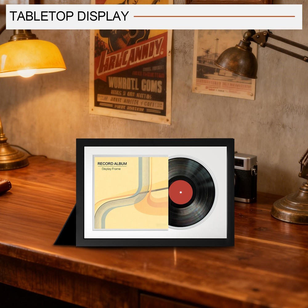 7-Inch Vinyl Record Display Frame, 45 Record Vinyl, Solid Wood Frame