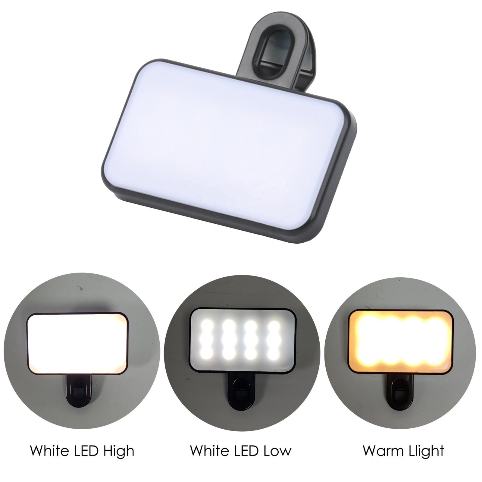 Portable Mini LED Fill Light Mobile Phone Clip-On Selfie Light USB Rechargeable