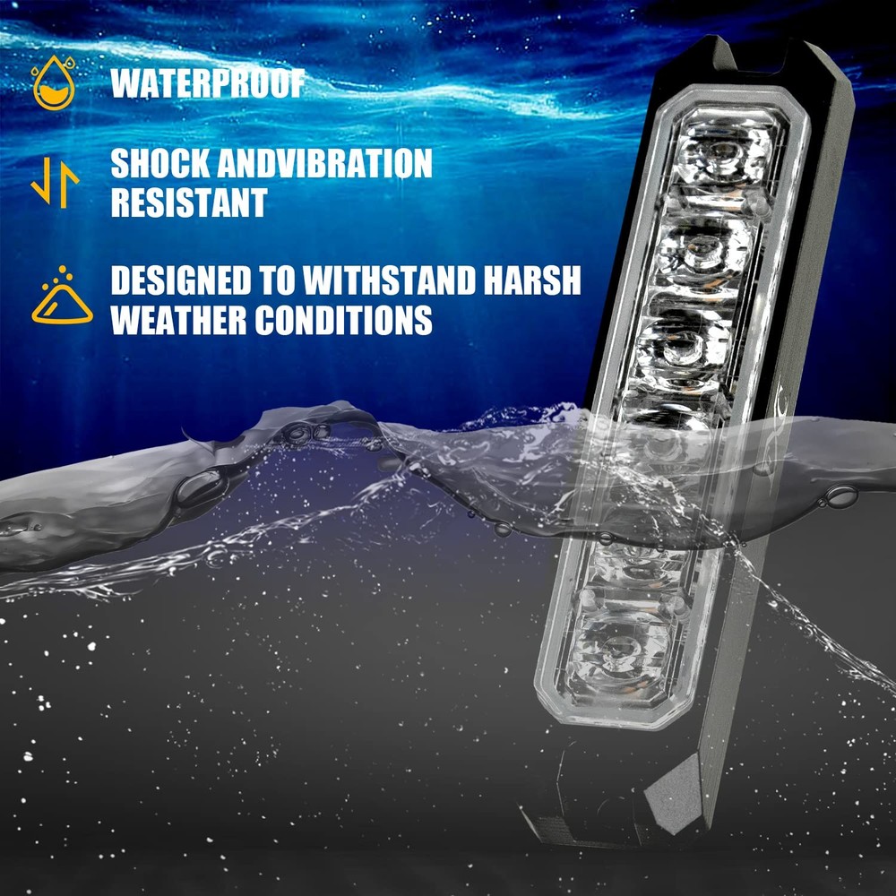 FXC 2pack 6-LED Strobe Light Amber Waterproof Emergency Beacon Flash