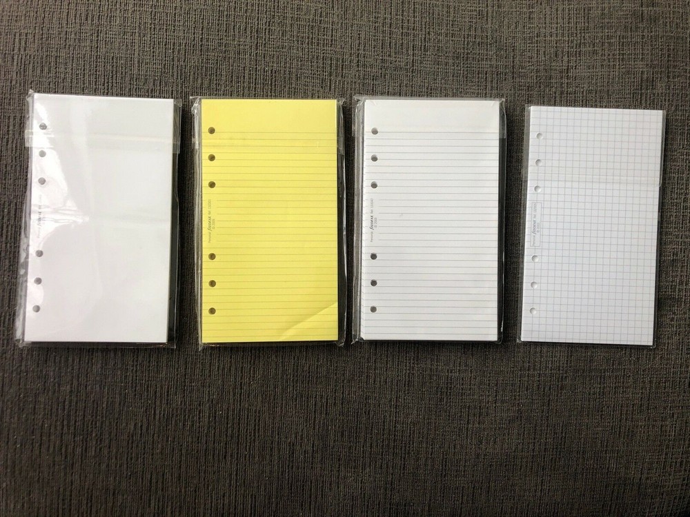 Filofax Notebook Quadrille Lined Plain 4 Pack Planner Refills Yellow White Paper
