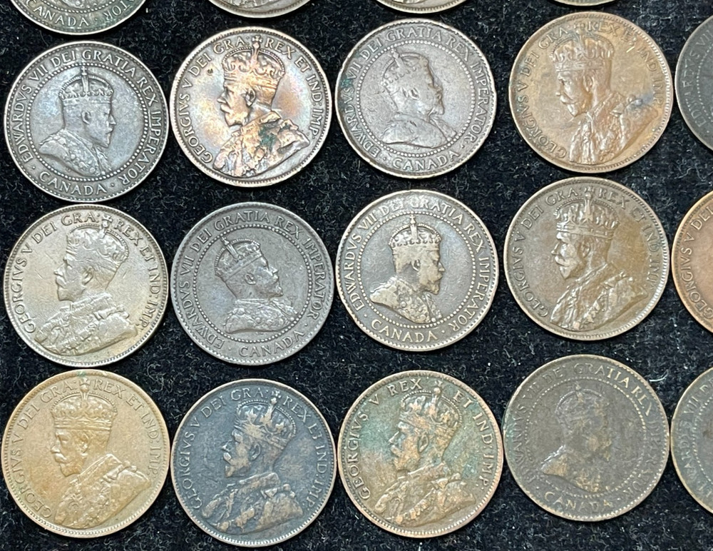 Assorted 1902-1920 Canada Large Cent 35 Coins Lot High Value